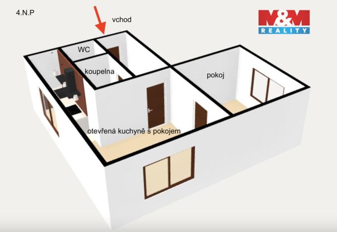 Pronájem bytu 2+kk, Meziměstí, Dlouhá, 52 m2