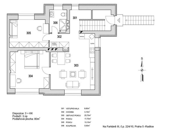 Prodej bytu 3+kk, Praha, Na Farkáně III, 80 m2