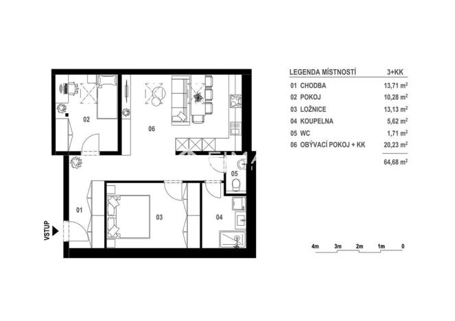 Prodej bytu 3+kk, Židlochovice, Komenského, 65 m2