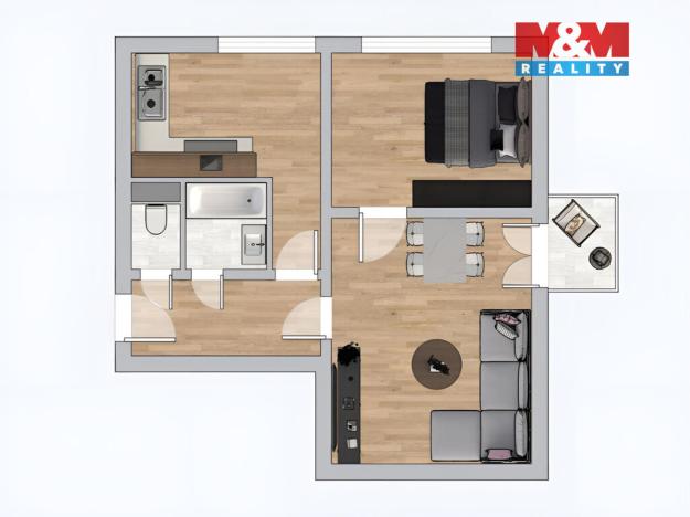 Prodej bytu 2+1, Zruč nad Sázavou, Na Výsluní, 45 m2