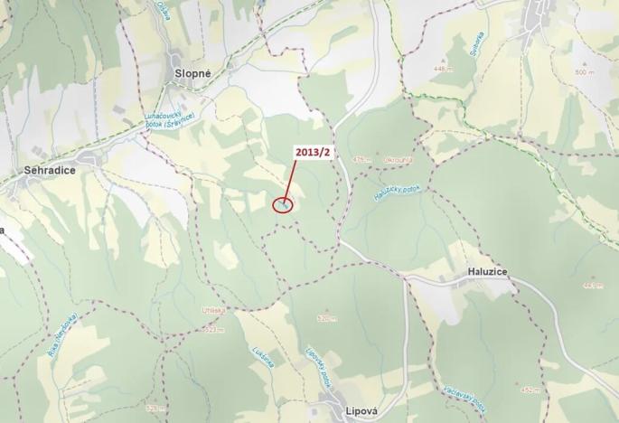 Dražba pozemku, Slopné, 1363 m2