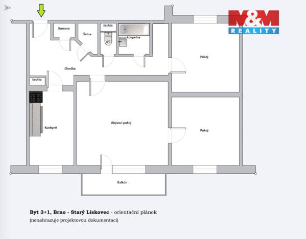 Pronájem bytu 3+1, Brno - Starý Lískovec, Vltavská, 70 m2