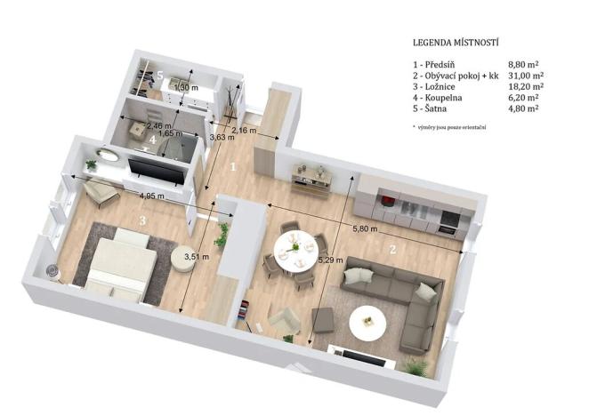 Pronájem bytu 2+kk, Znojmo, Havlíčkova, 69 m2