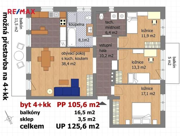 Prodej bytu 4+kk, Český Krumlov, Tichá, 106 m2