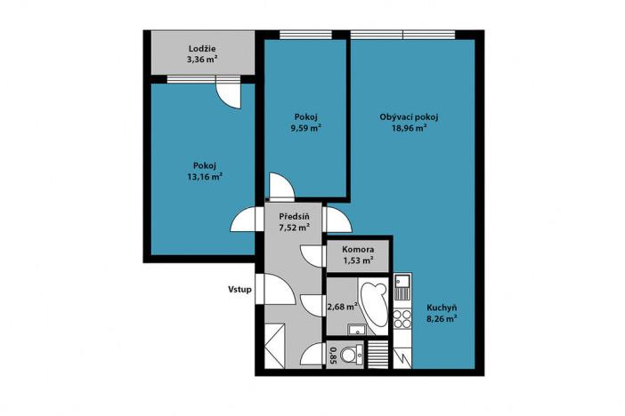 Pronájem bytu 3+kk, Praha - Letňany, Letovská, 63 m2