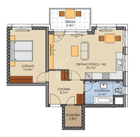 Pronájem bytu 2+kk, Praha - Vysočany, Pod Harfou, 64 m2