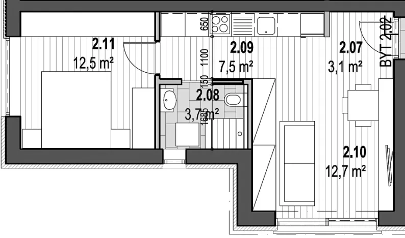 Prodej bytu 2+kk, Kunčice nad Labem, 39 m2