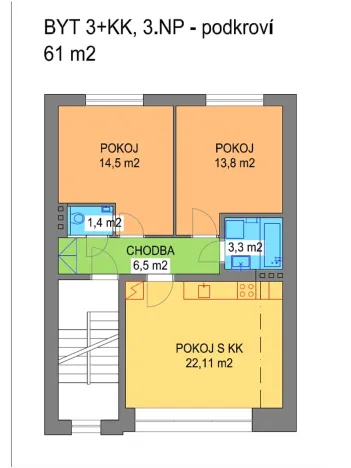 Pronájem bytu 3+kk, Brno, Churého, 61 m2