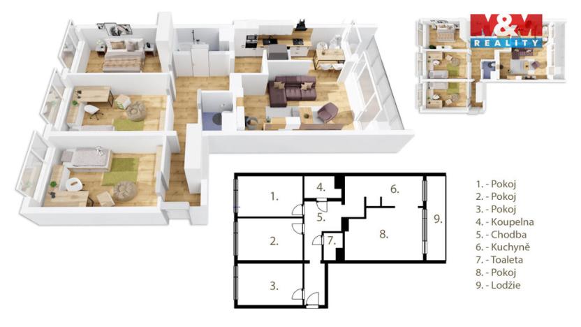 Prodej bytu 4+1, Praha - Chodov, Klapálkova, 90 m2