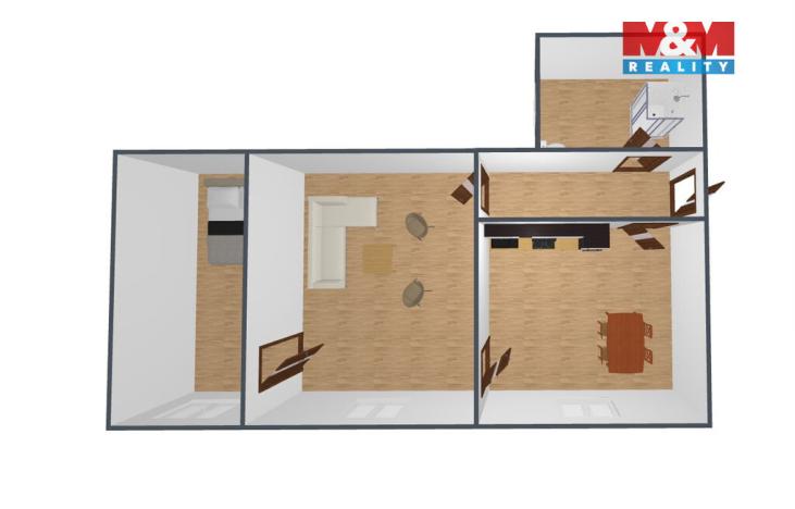 Pronájem bytu 2+1, Týniště nad Orlicí, Mírové nám., 52 m2