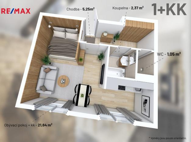 Prodej bytu 1+kk, Pardubice - Černá za Bory, Na Vsi, 30 m2