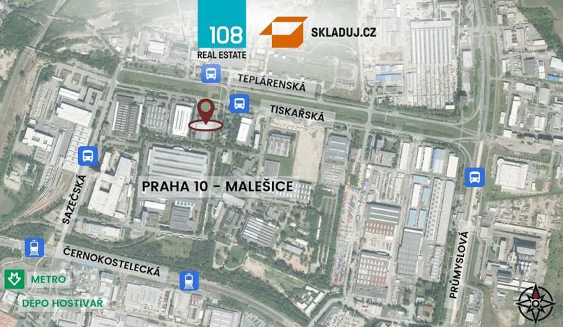 Pronájem skladu, Praha - Malešice, Tiskařská, 2800 m2