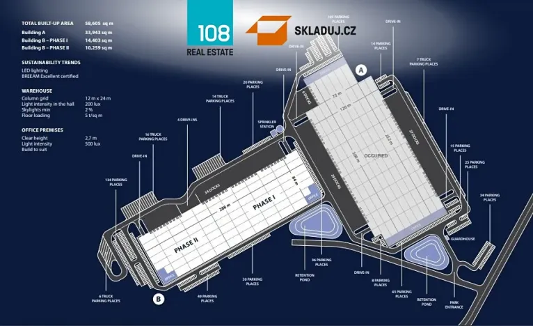 Pronájem skladu, Úherce, 15000 m2
