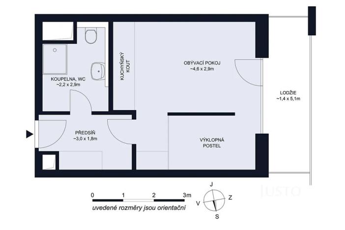 Pronájem bytu 1+kk, České Budějovice, Vrbenská, 32 m2