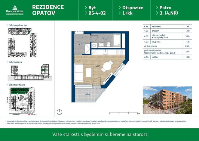 Pronájem bytu 1+kk, Praha - Chodov, Líbalova, 27 m2