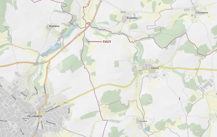 Dražba lesa, Olešná, 2554 m2