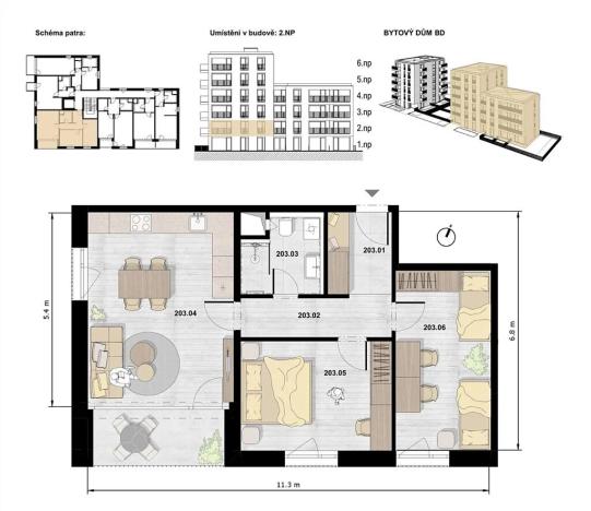 Pronájem bytu 3+kk, Otrokovice, 71 m2