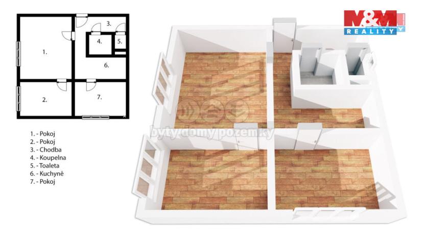 Pronájem bytu 3+1, Týnec nad Sázavou - Chrást nad Sázavou, 73 m2