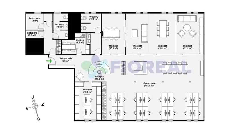 Pronájem kanceláře, Praha - Vinohrady, Korunní, 280 m2