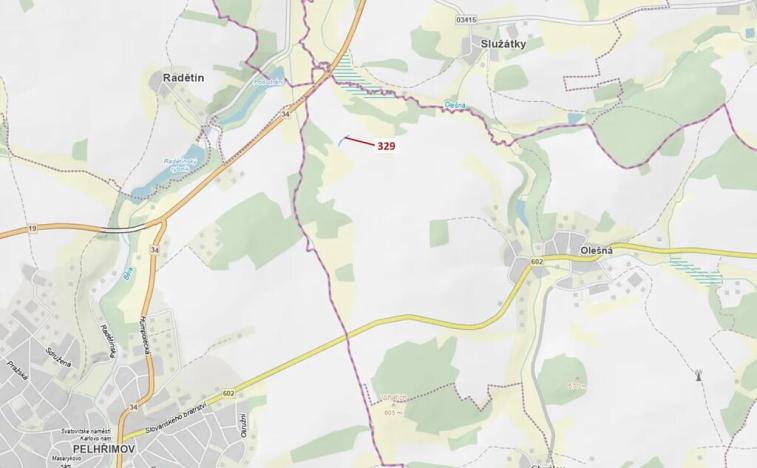 Dražba pozemku, Olešná, 414 m2