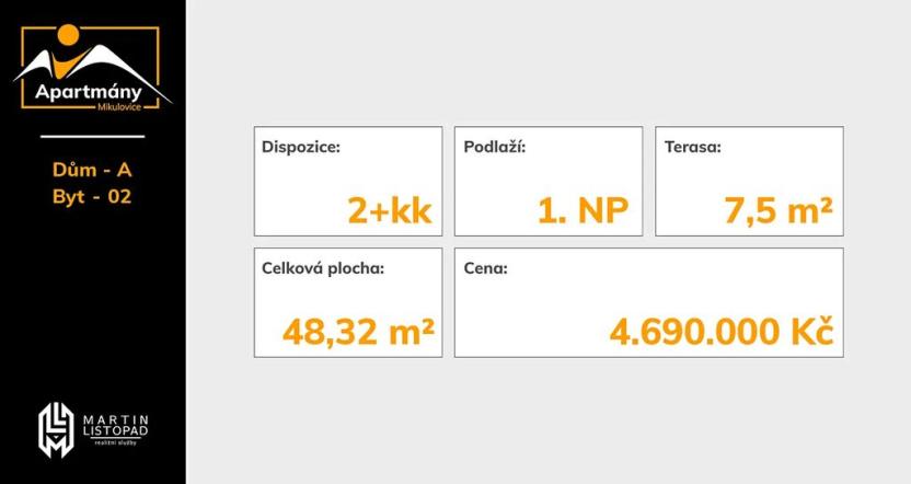 Prodej apartmánu, Mikulovice, 41 m2