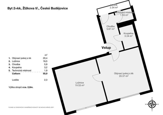 Prodej bytu 2+kk, České Budějovice, Žižkova tř., 51 m2