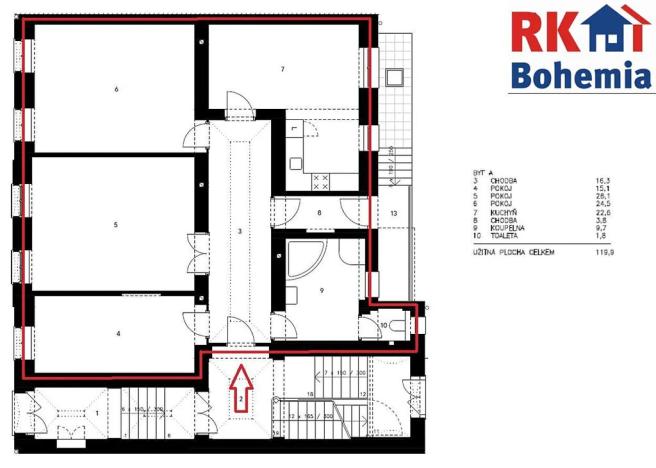 Pronájem bytu 3+1, Český Brod, Masarykova, 119 m2