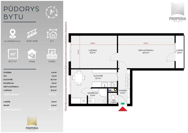 Pronájem bytu 2+1, Tišnov, Jamborova, 56 m2
