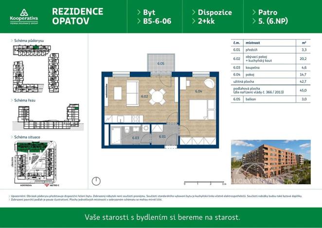 Pronájem bytu 2+kk, Praha - Chodov, Líbalova, 45 m2