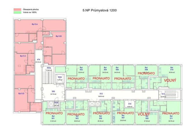 Pronájem bytu 1+kk, Hradec Králové, Průmyslová, 40 m2