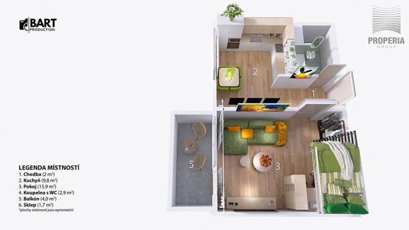 Prodej bytu 1+1, Brno, Valouškova, 33 m2