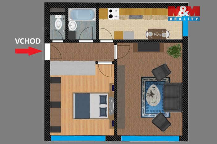 Pronájem bytu 2+1, Zruč nad Sázavou, Slunný vrch, 46 m2