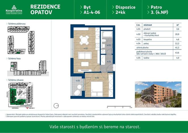 Pronájem bytu 2+kk, Praha - Chodov, Líbalova, 43 m2