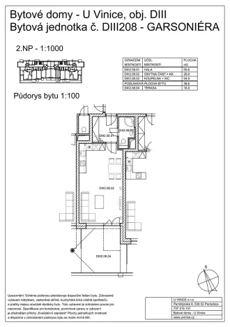 Pronájem bytu 1+kk, Pardubice, Pod Vinicí, 38 m2