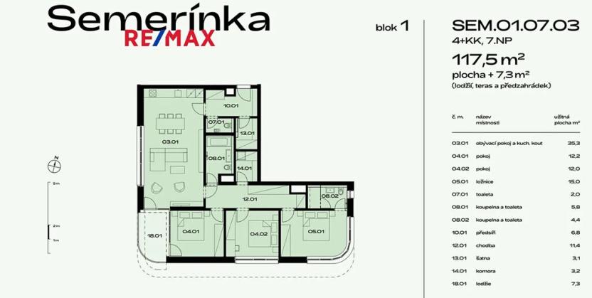 Prodej bytu 4+kk, Praha - Radlice, U Komína, 118 m2