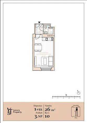 Pronájem bytu 1+kk, Praha - Vinohrady, 26 m2
