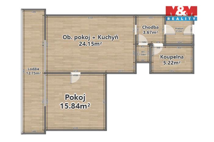 Pronájem bytu 2+kk, Plzeň - Severní Předměstí, Bolevecká, 54 m2