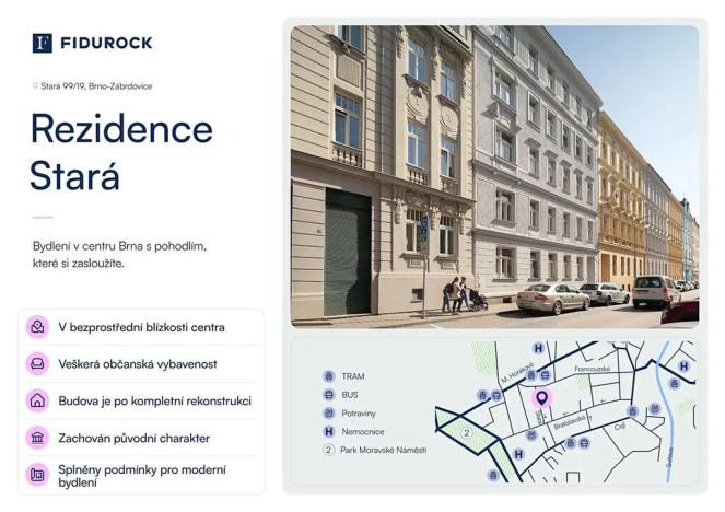 Prodej bytu 1+kk, Brno, Stará, 45 m2