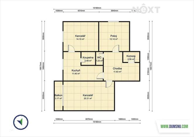 Pronájem bytu 3+1, Olšany, 76 m2