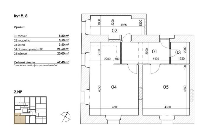 Prodej bytu 2+kk, Postupice, Blanická, 67 m2