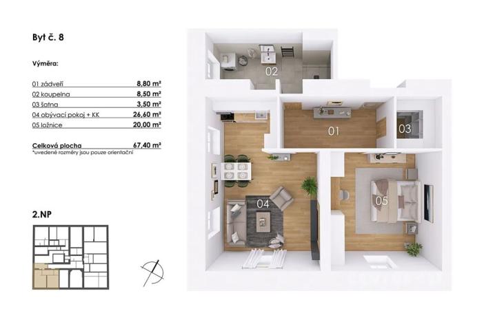 Prodej bytu 2+kk, Postupice, Blanická, 67 m2