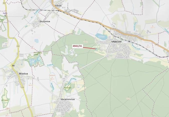 Dražba lesa, Vracov, 2231 m2