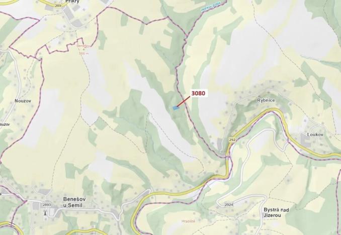 Dražba lesa, Benešov u Semil, 2540 m2