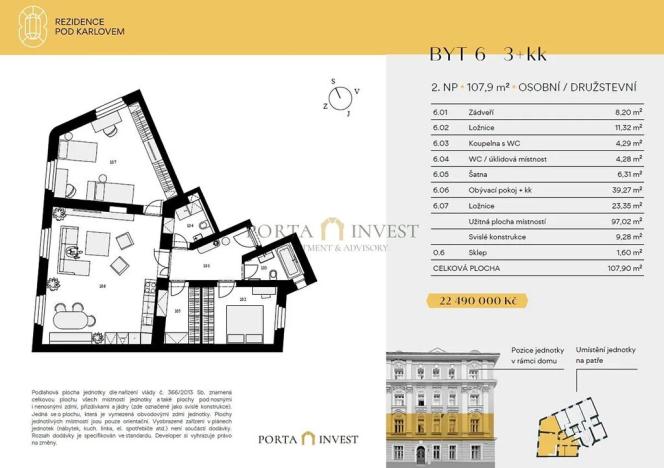 Prodej bytu 3+kk, Praha - Vinohrady, Pod Karlovem, 106 m2