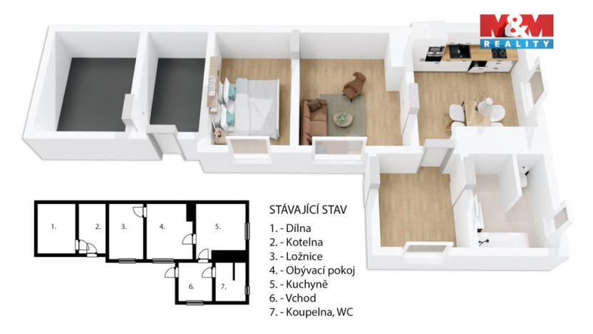 Prodej rodinného domu, Hluboš, 46 m2