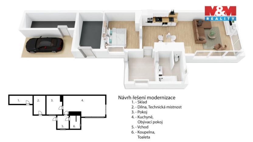 Prodej rodinného domu, Hluboš, 46 m2