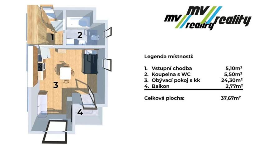 Prodej bytu 1+kk, Praha - Hrdlořezy, V třešňovce, 35 m2