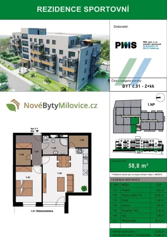Prodej bytu 2+kk, Milovice, 110 m2