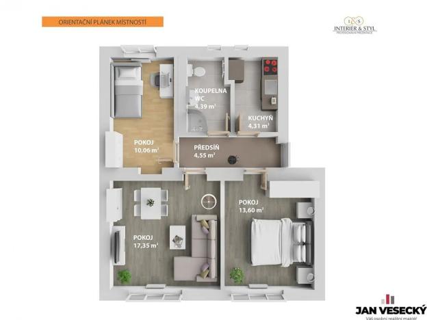 Pronájem bytu 3+1, Praha - Čakovice, U Párníků, 54 m2