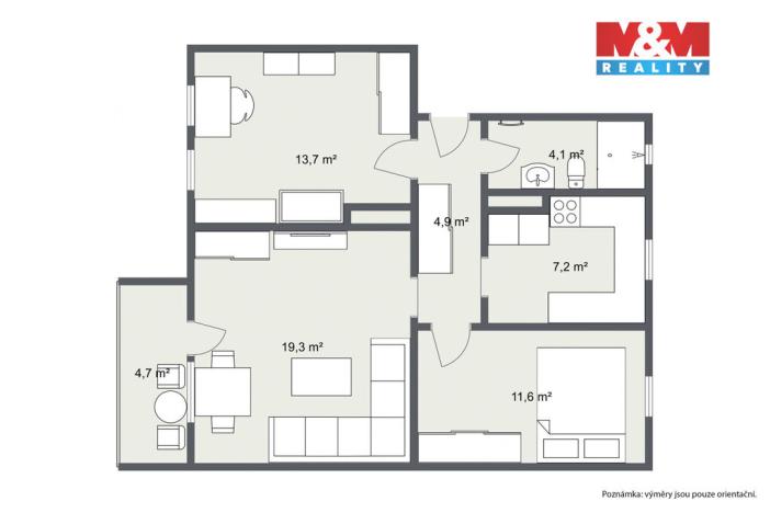 Prodej bytu 3+1, Cheb, Obětí nacismu, 68 m2